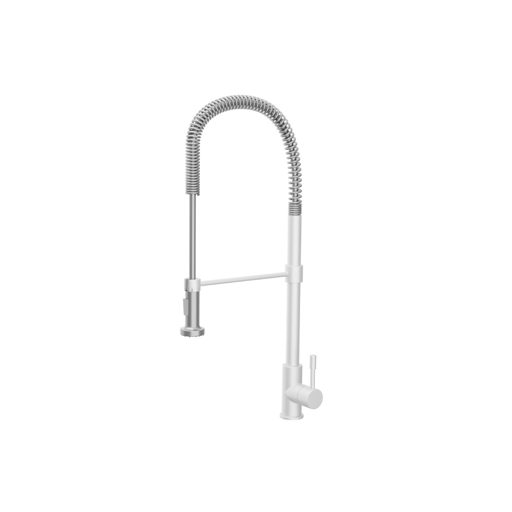 Professio - S - Dual Spray Professional Stainless Steel Kitchen Faucet With Pull Out | Gloss White