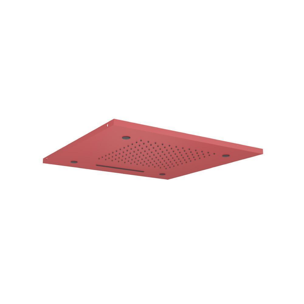 20" Stainless Steel Flush Mount Rainhead With Cascade Waterfall & Mist Flow | Deep Red