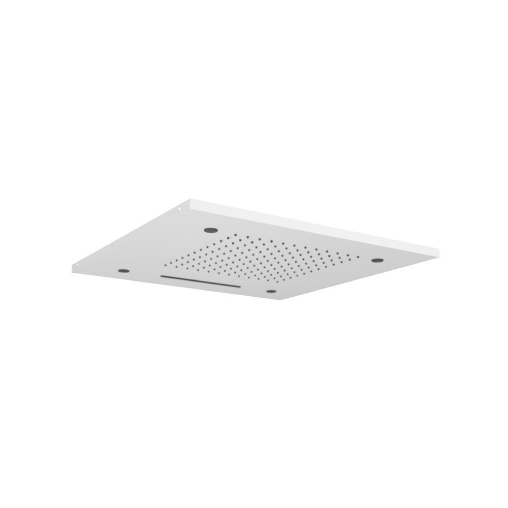20" Stainless Steel Flush Mount Rainhead With Cascade Waterfall & Mist Flow | Gloss White