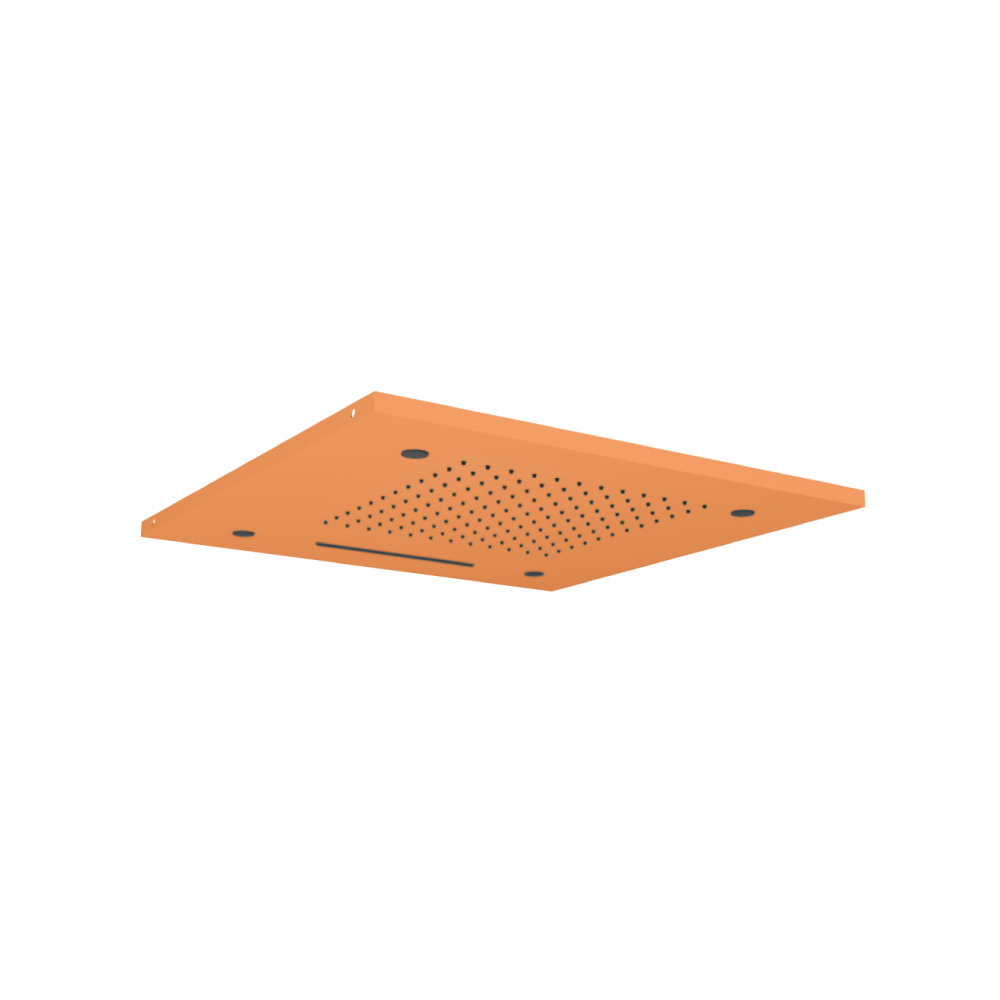 20" Stainless Steel Flush Mount Rainhead With Cascade Waterfall & Mist Flow | Terracotta Orange