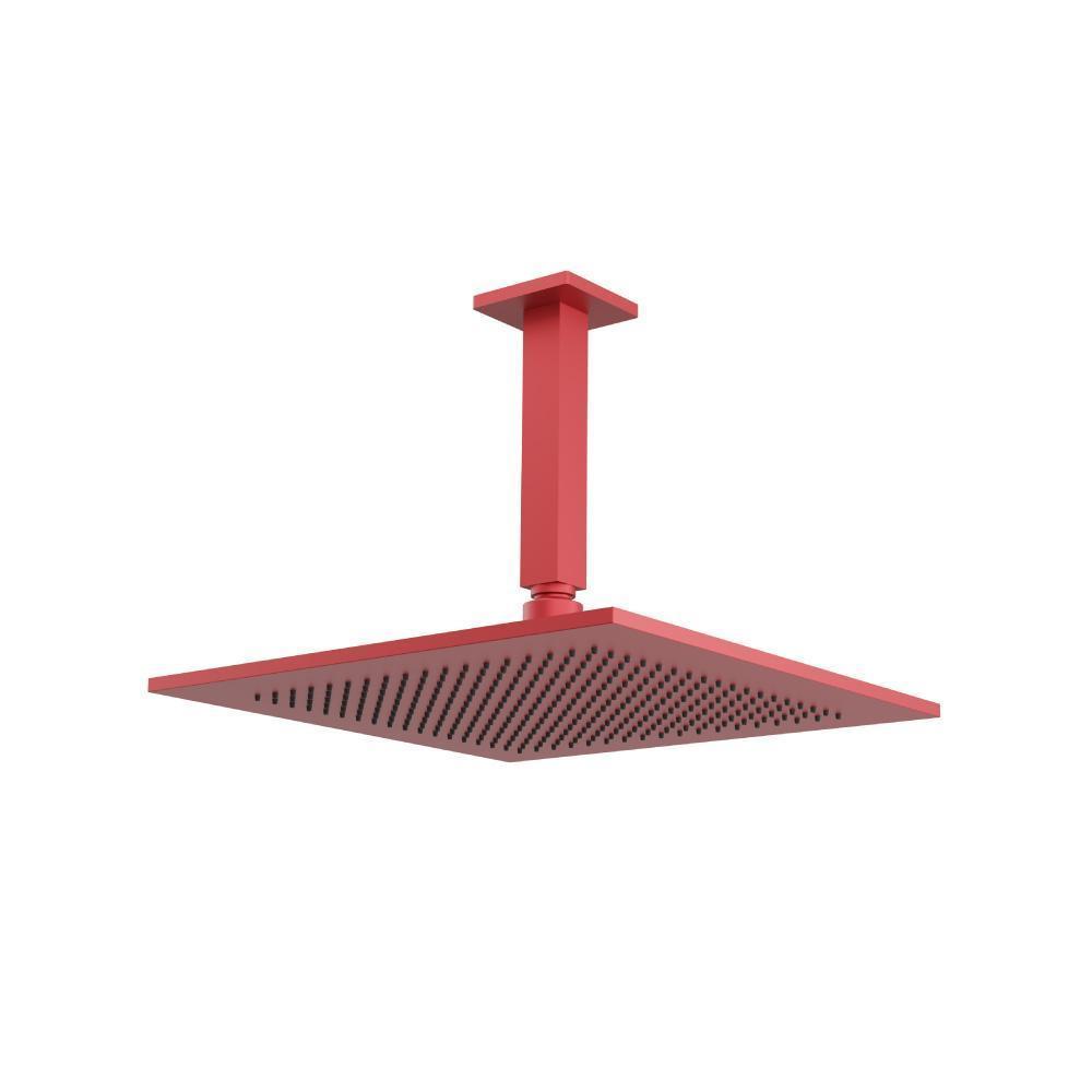 12" Rain Head with 6" Ceiling Mount Arm | Deep Red