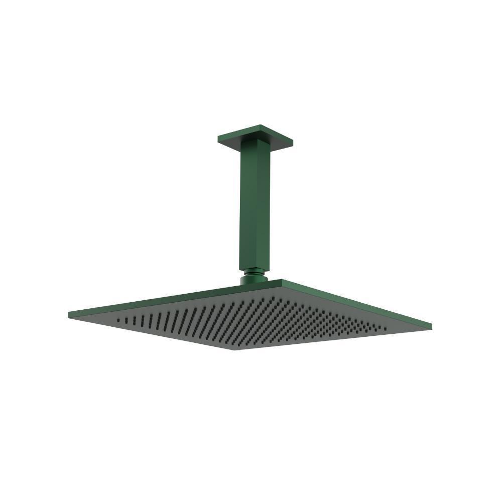 12" Rain Head with 6" Ceiling Mount Arm | Leaf Green