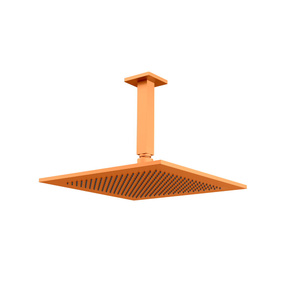 12" Rain Head with 6" Ceiling Mount Arm | Terracotta Orange