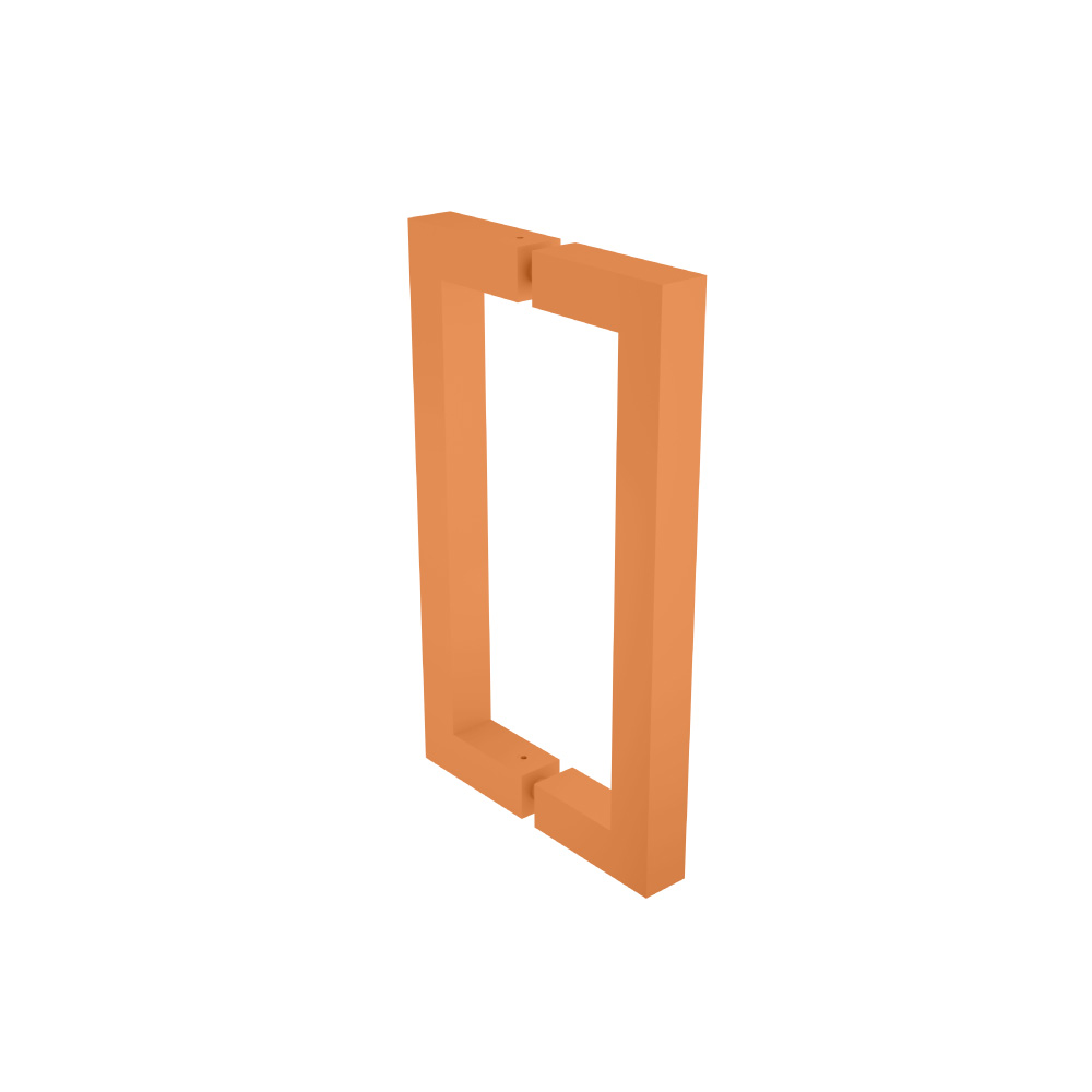 8" Back-To-Back Square Shower Door Pull Handle | Terracotta Orange