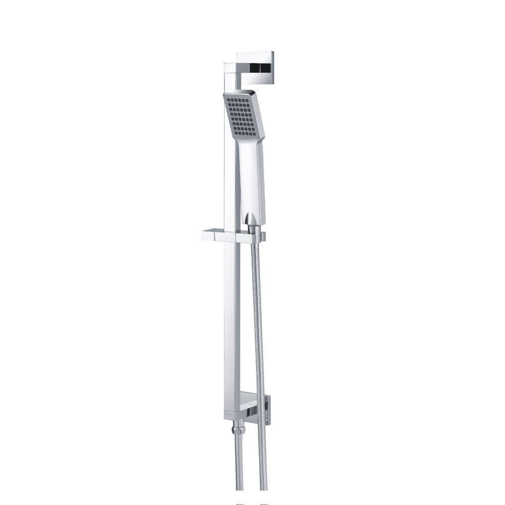 Hand Shower Set with Slide Bar, Integrated Elbow & Hose | Chrome