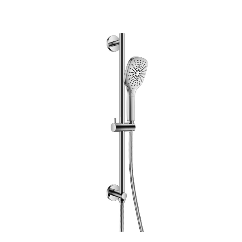 Hand Shower Set with Slide Bar, Integrated Elbow & Hose | Chrome