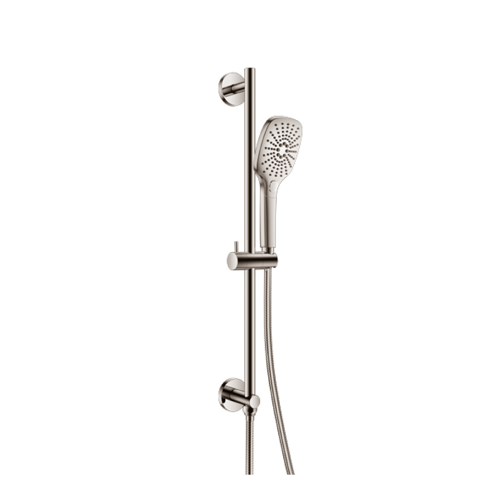 Hand Shower Set with Slide Bar, Integrated Elbow & Hose | Polished Nickel PVD