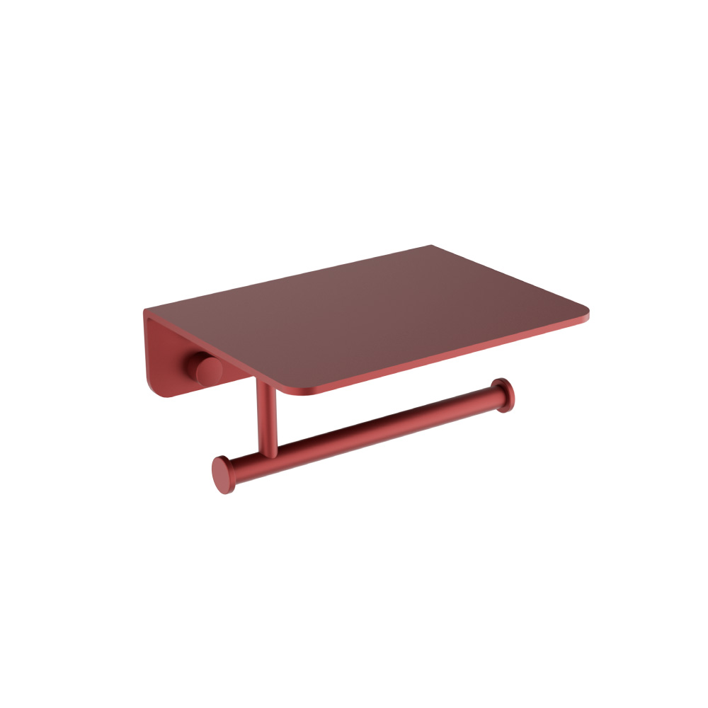 Brass Toilet Paper Holder With Cellphone Shelf | Crimson