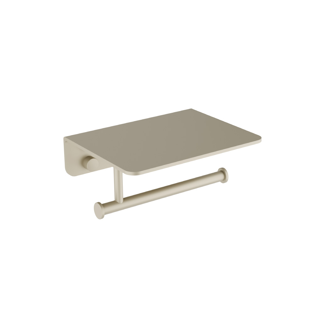 Brass Toilet Paper Holder With Cellphone Shelf | Light Verde