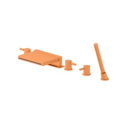 Five Hole Deck Mounted Cascade Flow Roman Tub Faucet With Hand Shower