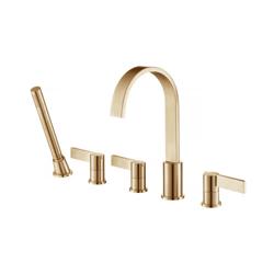 Five Hole Deck Mounted Roman Tub Faucet With Hand Shower