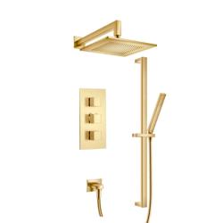 Two Output Shower Set With Shower Head, Hand Held And Slide Bar