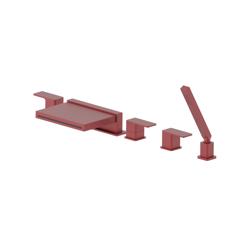 Five Hole Deck Mounted Cascade Flow Roman Tub Faucet With Hand Shower