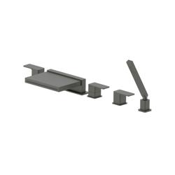 Five Hole Deck Mounted Cascade Flow Roman Tub Faucet With Hand Shower