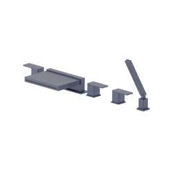 Five Hole Deck Mounted Cascade Flow Roman Tub Faucet With Hand Shower