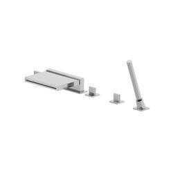 Five Hole Deck Mounted Cascade Flow Roman Tub Faucet With Hand Shower